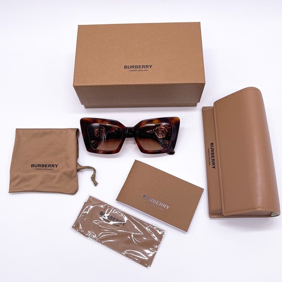 NEW BURBERRY DAISY BE4344 WOMEN HAVANA BROWN CAT EYE SUNGLASSES BE4344F 331613 - Picture 14 of 14